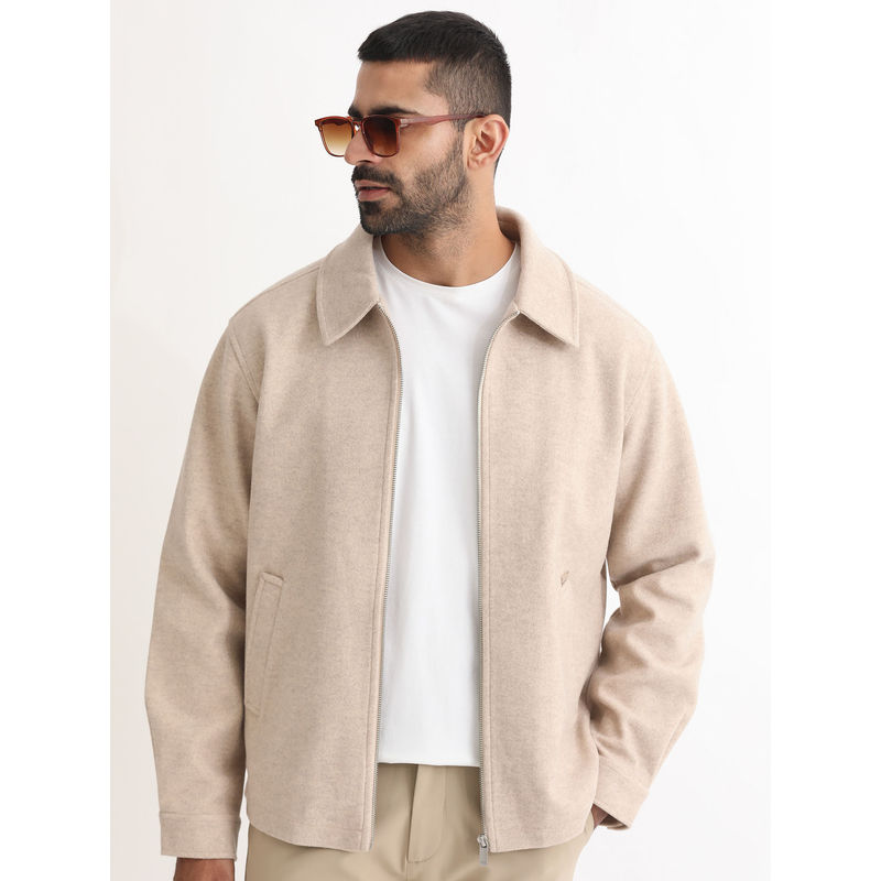 Rare Rabbit Tweeder Beige Textured Jacket (XL)