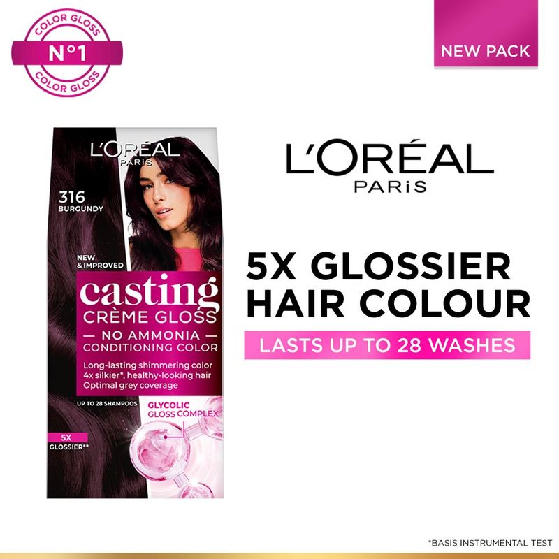 L'Oréal Paris Casting Creme Gloss Hair Color With Glycolic Gloss Complex - 316 Burgundy