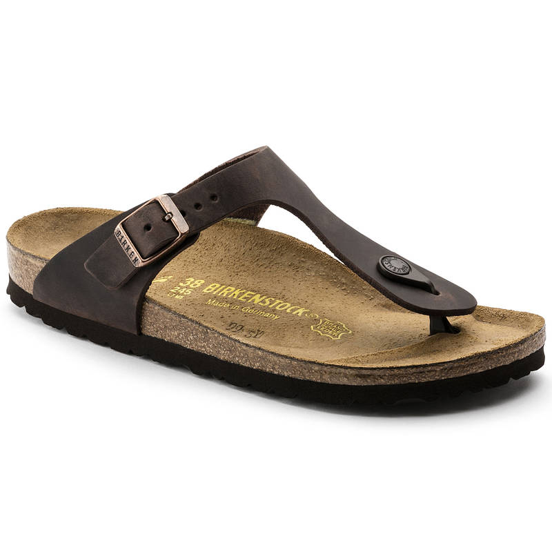 Birkenstock Gizeh Oiled Leather Brown Regular Width Unisex Sandals - EURO 36