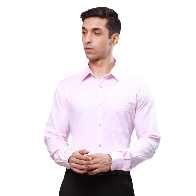 Raymond Slim Fit Textured Light Pink Shirt (40)