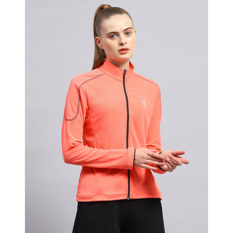 Rock.it Women Coral Solid High Neck Polyester Jacket (S)