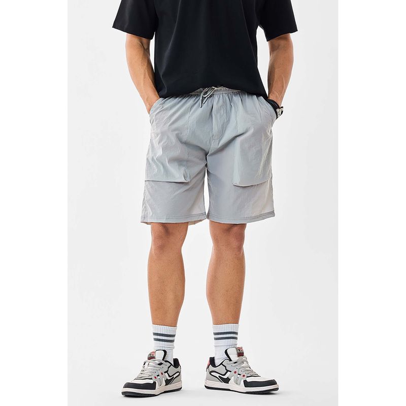 Snitch Grey Textured Regular Casual Shorts for Men (28)
