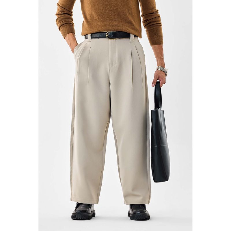 Snitch Beige Baggy Stretch Trousers (34)