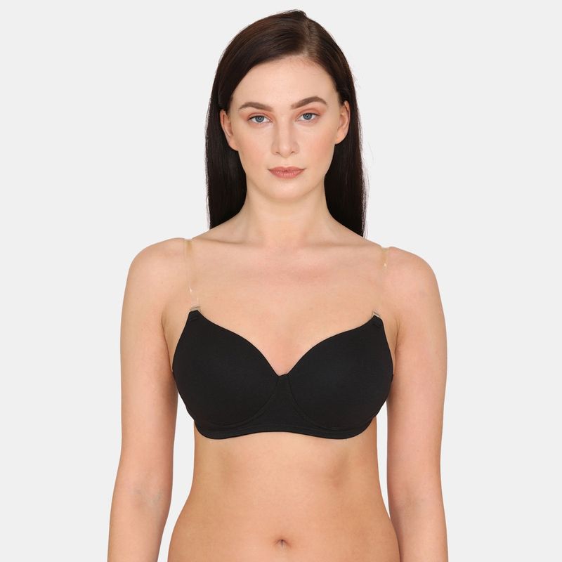 Zivame Beautiful Basics Padded Non Wired 3-4Th Coverage Backless Bra - Black (34D)