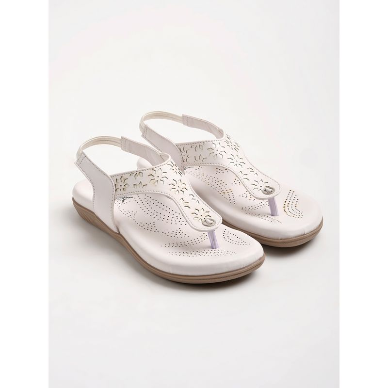 Shoetopia Slingback White Flat Sandals (EURO 42)