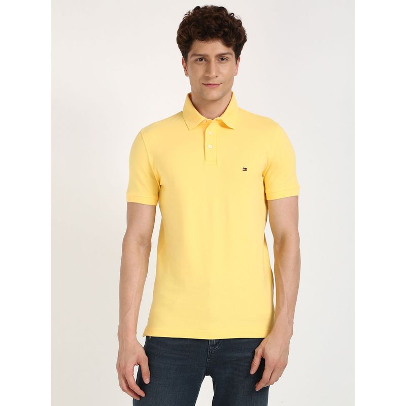 Tommy Hilfiger Men Yellow Solid Casual Polo T-Shirt (S)