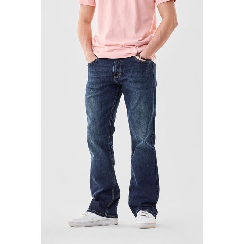 Snitch Mens Indigo Washed Bootcut Casual Jeans (36)