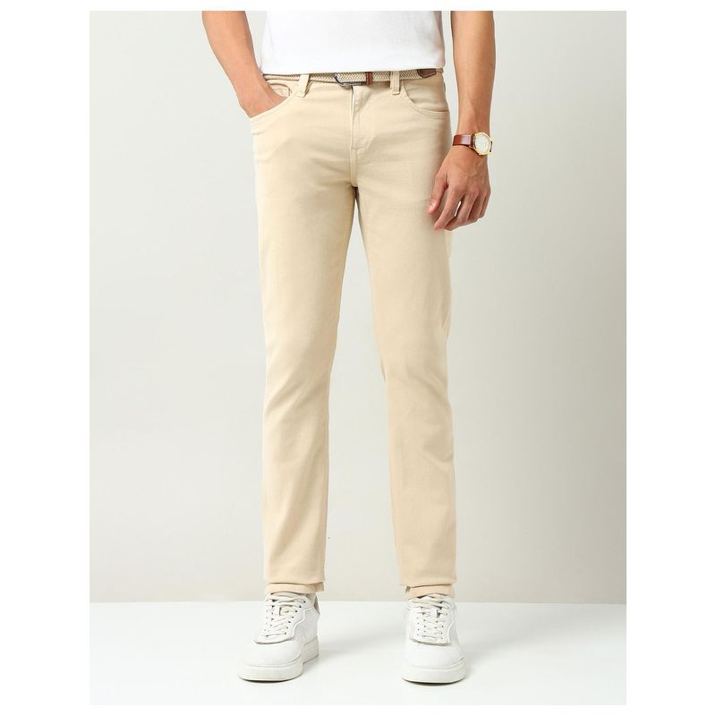 AD By Arvind Cream Mid Rise Comfort Slim Fit Jeans (34)