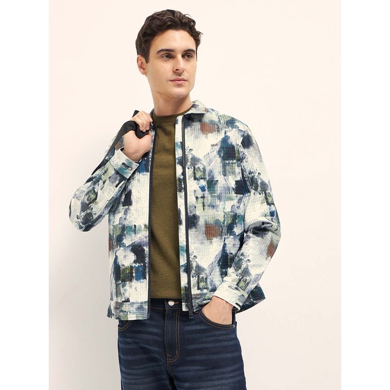 THE BEAR HOUSE Men's Regular Fit Multi Color Camouflage Polyester Jacket (M)
