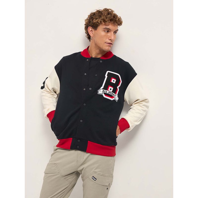 THE BEAR HOUSE Men's Relaxed Fit Chenille Patch Design Cotton Jacket (2XL)