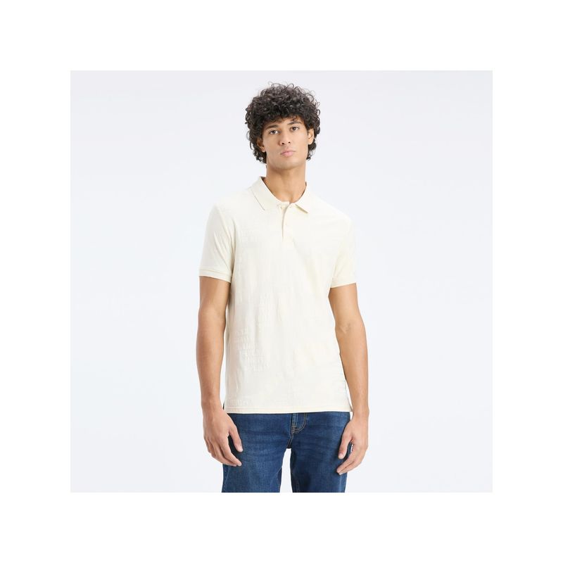 Pepe Jeans Men Ivory Print Short Sleeve Polo T-shirt (S)