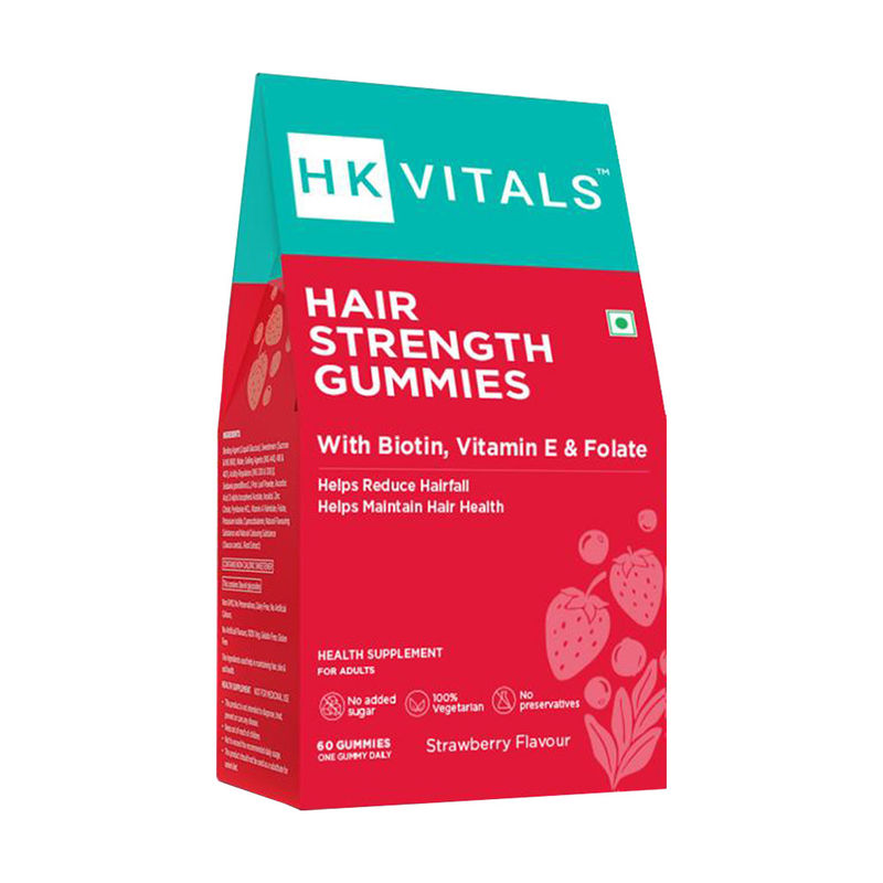 HealthKart Hk Vitals Biotin Hair Gummies With Zinc Vitamin C & A & E - Strawberry Flavour