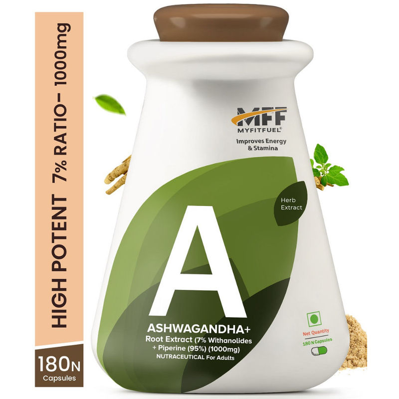 MyFitFuel Ashwagandha Root Extract (7% Withanolides + Piperine 95%) 1000mg