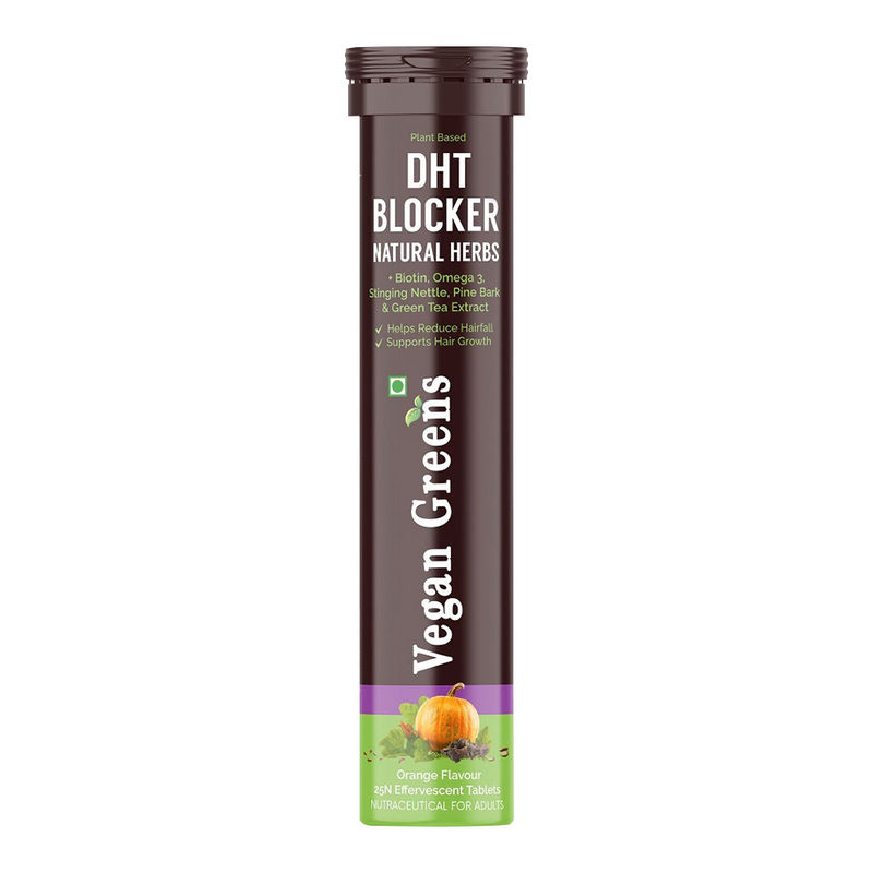 Vegan Greens Plant Based DHT Blocker Natural Herbs Effervescent Tablets - Orange