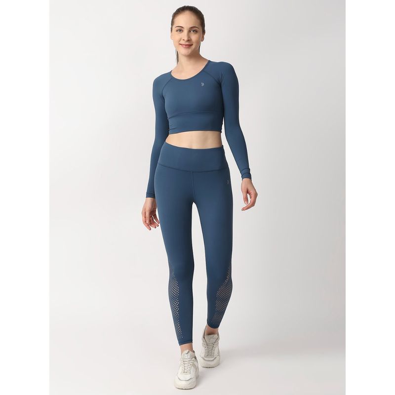 BODD ACTIVE Crystal Navy Blue Cut-Out Sports Bra with Tights (Set of 2) (XS)