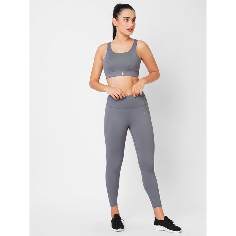 BODD ACTIVE Frost Grey Sports Bra with Tights (Set of 2) (XS)