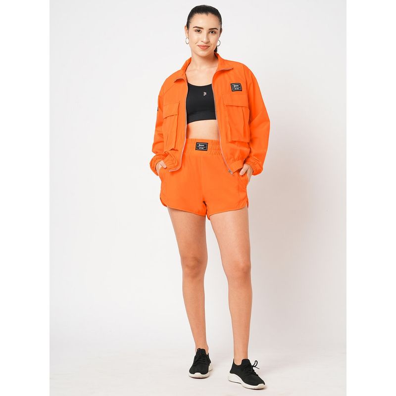 BODD ACTIVE Feelin’ Fire Jacket with Sports Bra & Shorts Orange (Set of 3) (XS)
