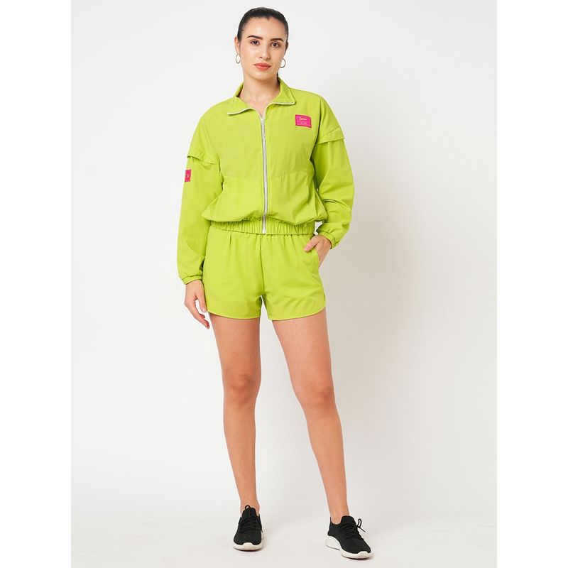 BODD ACTIVE Workin’ It Neon Green Jacket with Sports Bra & Shorts (Set of 3) (XS)