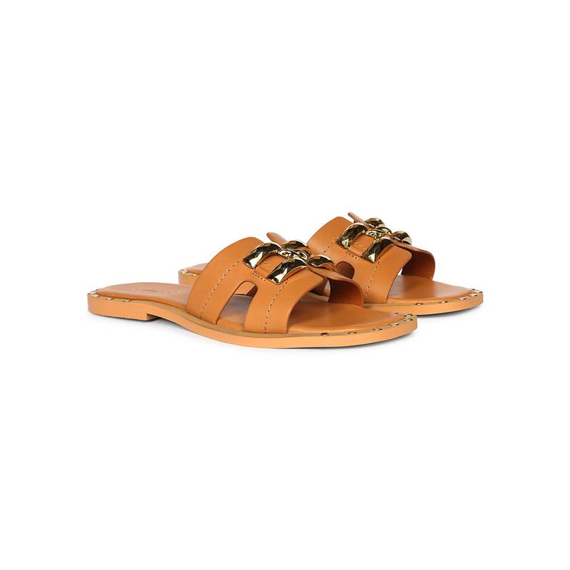 Saint G Women Tan Leather Flats (UK 3)