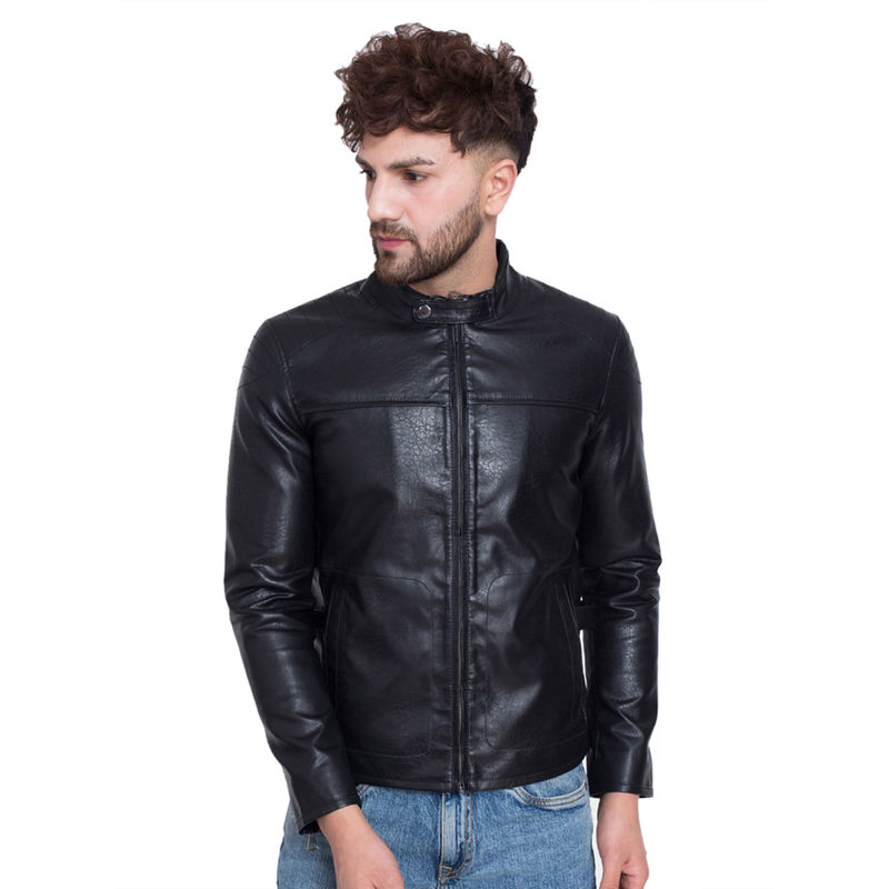 Justanned Raven Black Leather Jacket (2XL)