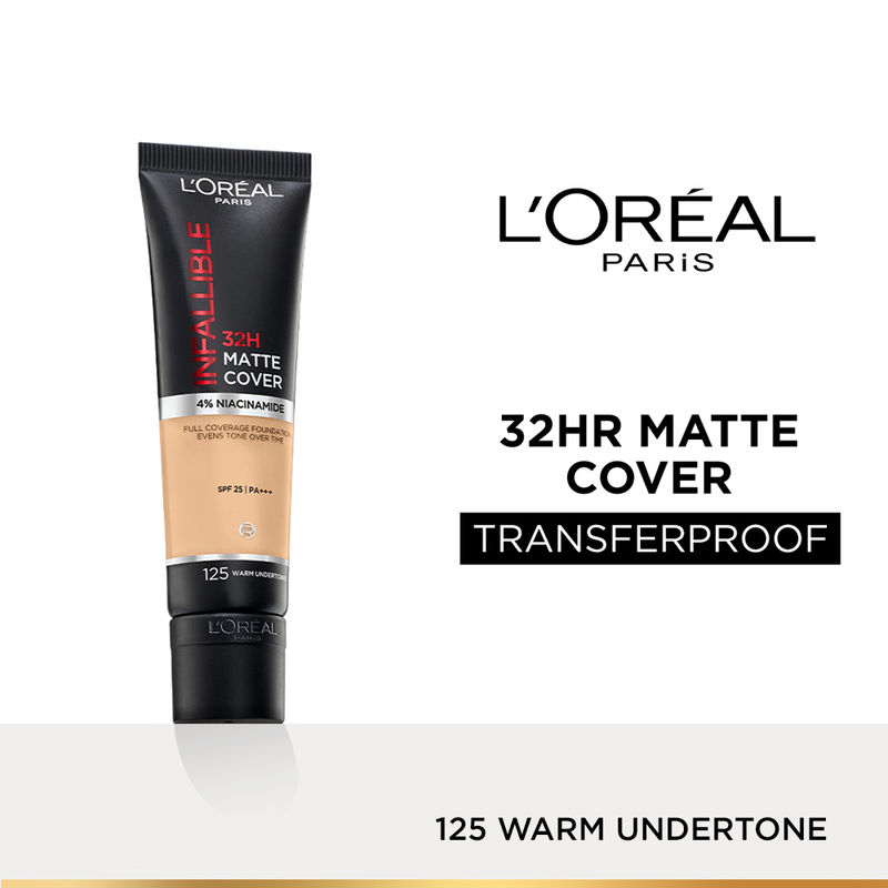 L'Oreal Paris Infallible 32H Matte Cover Liquid Foundation - 125 Warm Undertone