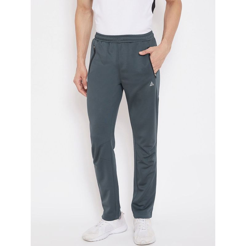 Athlisis Men Grey Solid Slim-Fit Running Track Pants (M)