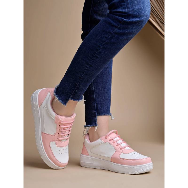 Shoetopia Pink Round Toe Sneakers (EURO 37)