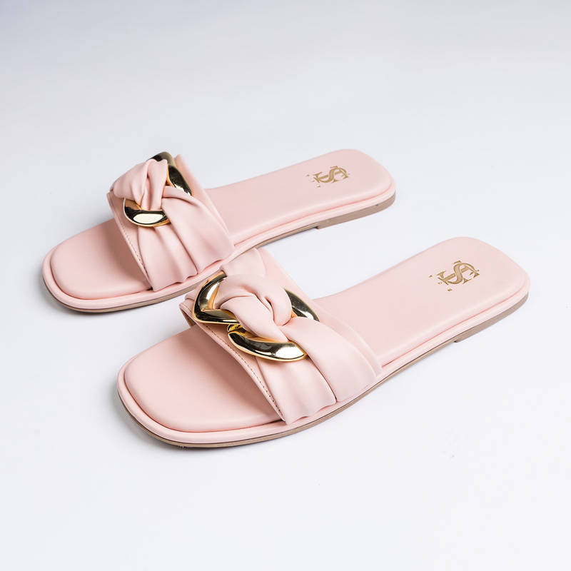 Shoe that fits you Solid Baby Pink Sliders (EURO 39)