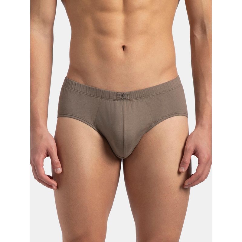 Buy Jockey 8035 Men Super Combed Cotton Solid Brief - Dark Khaki