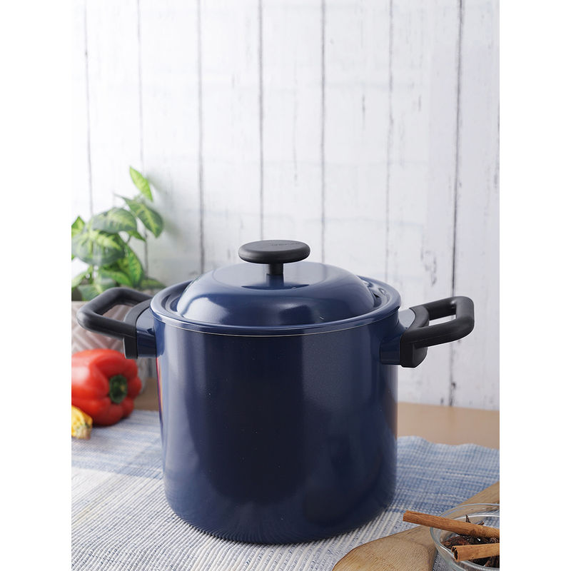 Lock & Lock Decore Stock Pot With Lid For Cooking Navy Blue (20Cm / 5