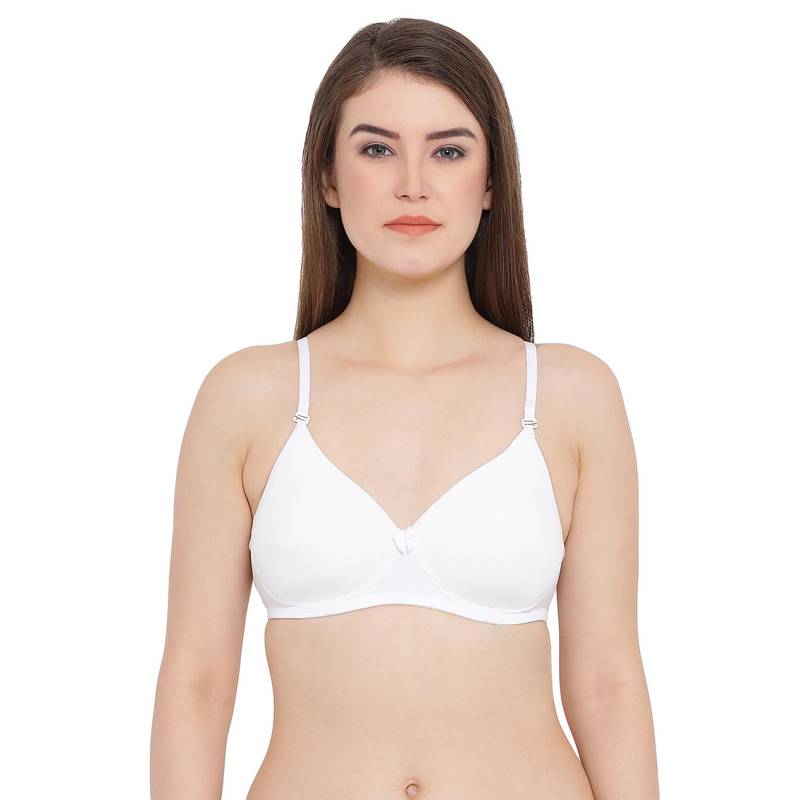 Clovia Polyamide Solid Lightly Padded Full Cup Wire Free T-shirt Bra - White (38B)