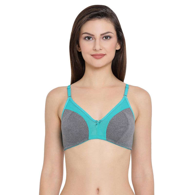 Clovia Cotton Rich Solid Non-Padded Full Cup Wire Free Everyday Bra - Dark Grey (32B)