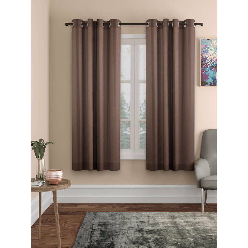 ROSARAHOME Brown Solid Blackout Curtains (5 Feet)