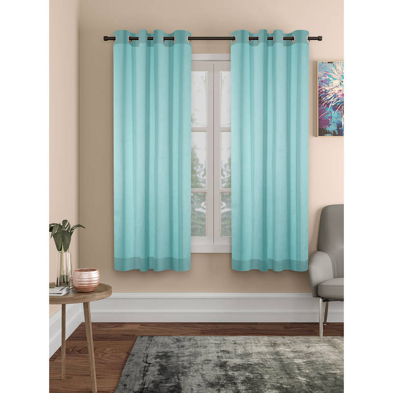 ROSARAHOME Sea Green Solid Blackout Curtains (5 Feet)
