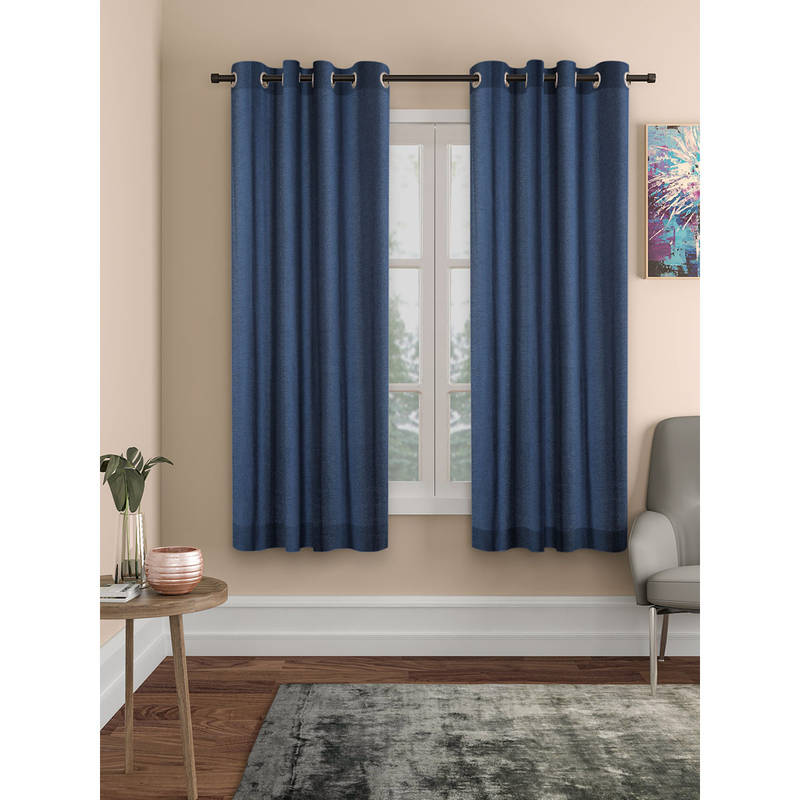 ROSARAHOME Navy Blue Solid Room Darkening Curtains (5 Feet)
