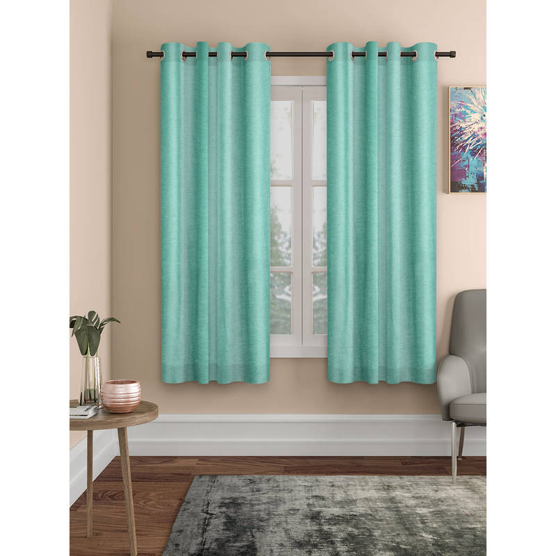 ROSARAHOME Light Blue Solid Room Darkening Curtains (5 Feet)