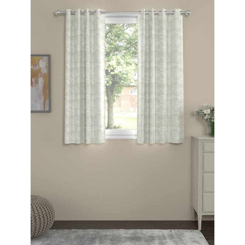 ROSARAHOME Off White Jacquard Regular Curtains (5 Feet)