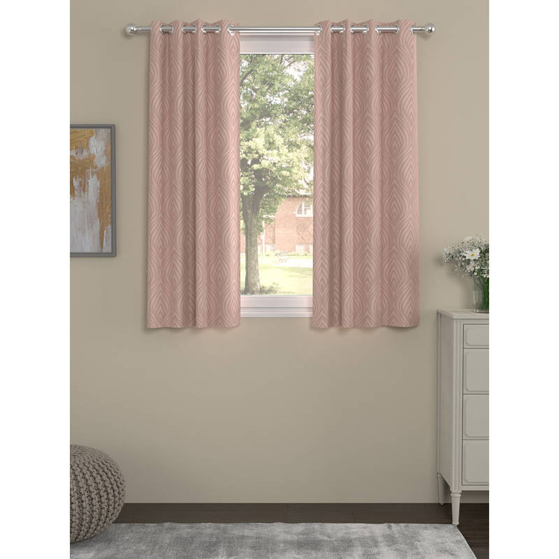 ROSARAHOME Pink Jacquard Regular Curtains (5 Feet)