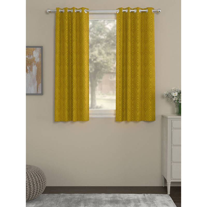 ROSARAHOME Green Jacquard Regular Curtains (5 Feet)