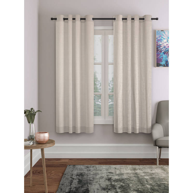 ROSARAHOME Beige Solid Regular Curtains (5 Feet)