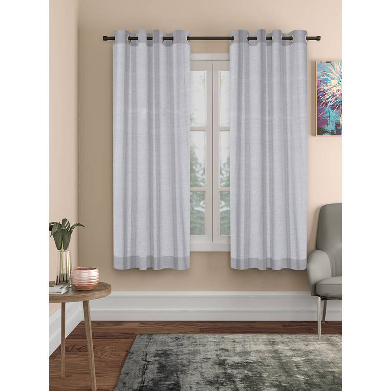 ROSARAHOME Grey Solid Regular Curtains (5 Feet)