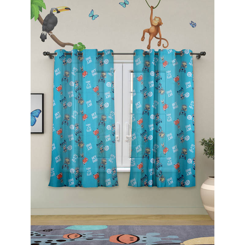 ROSARAHOME Blue Quirky Sheer Curtains (5 Feet)
