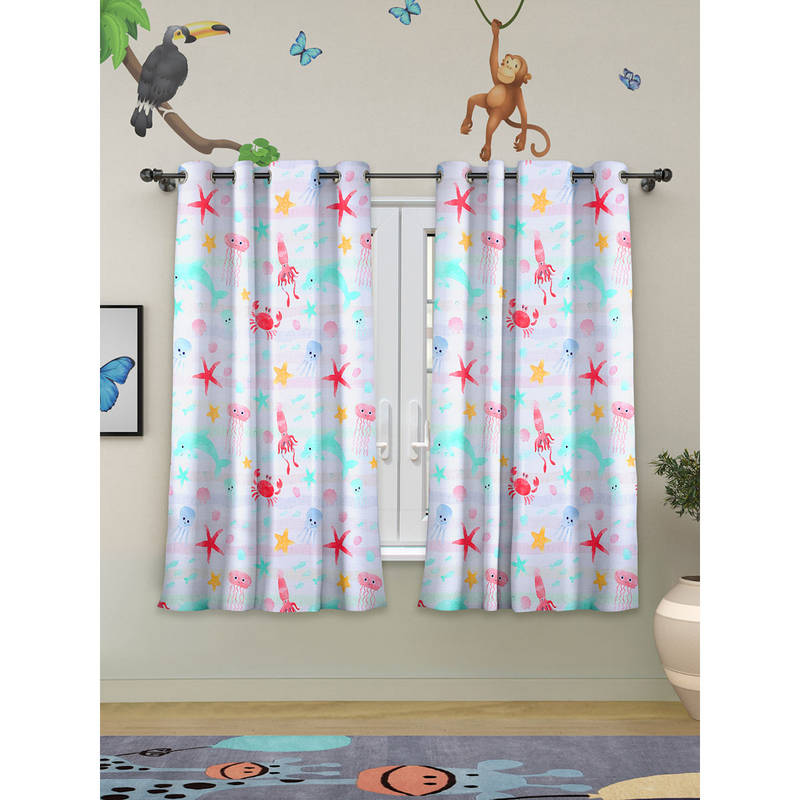 ROSARAHOME Multi-Color Animal Regular Curtains (5 Feet)