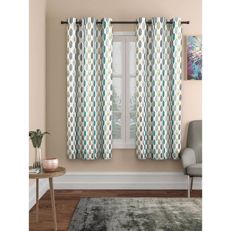 ROSARAHOME Multi-Color Geometric Regular Curtains (5 Feet)