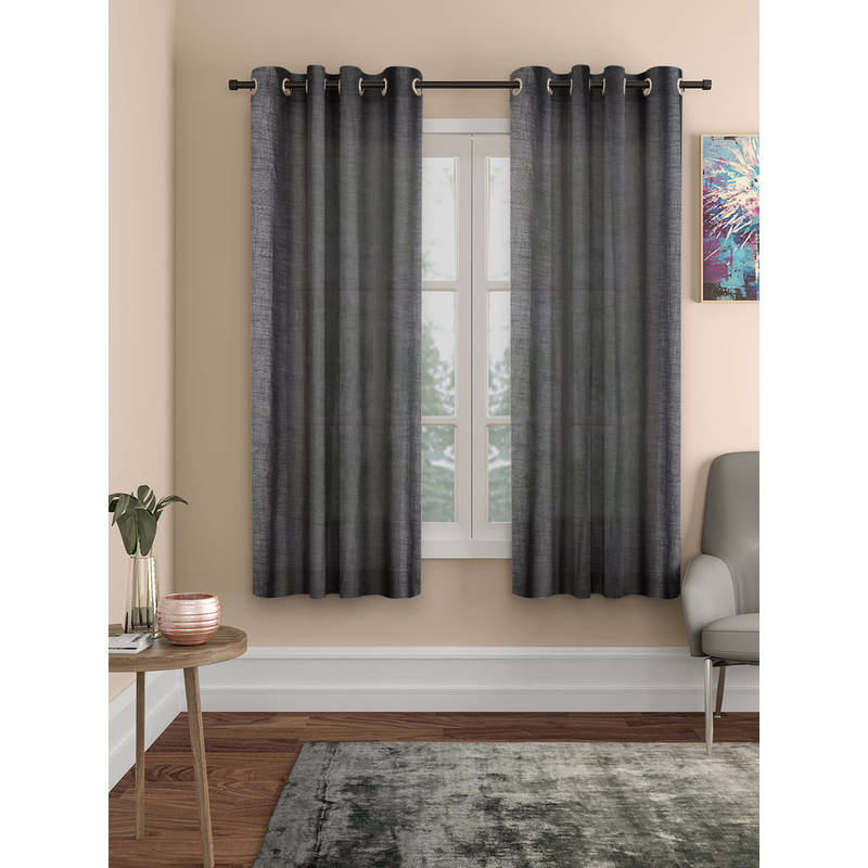 ROSARAHOME Grey Solid Sheer Curtains (5 Feet)