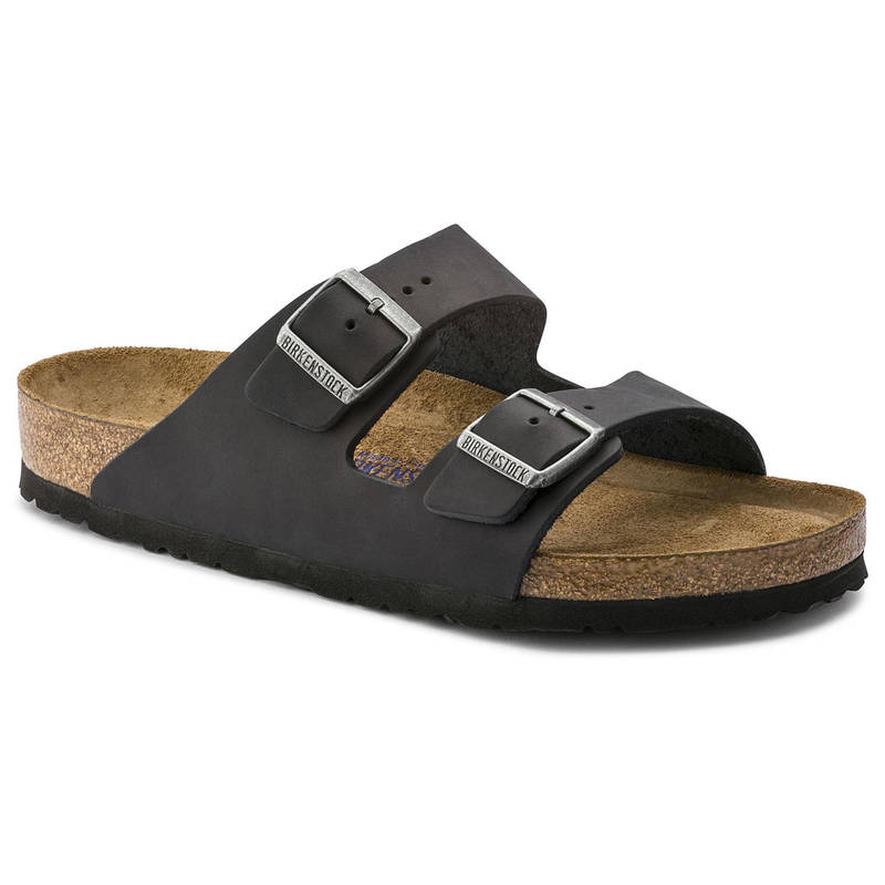 Birkenstock Arizona Oiled Leather Black Regular Width Unisex Sandals - EURO 43