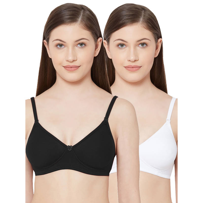 Juliet Womens Soft Padded Non Wired Bra Combo 1030 Black White (36B)