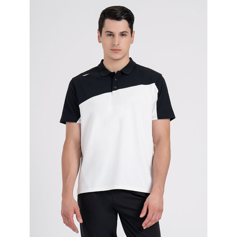 Red Tape Men White Colorblock Polo T-Shirt (L)