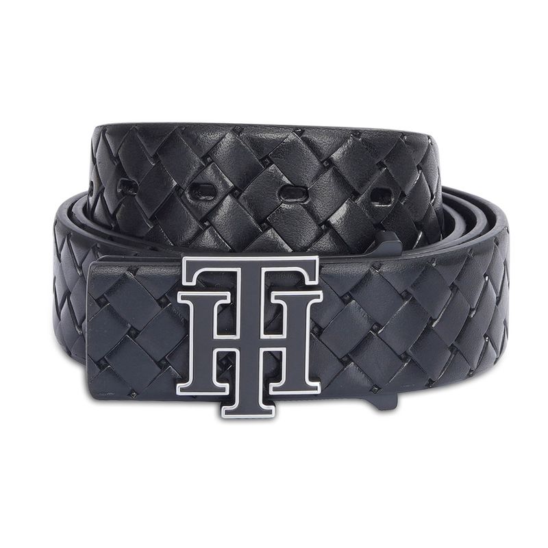 Tommy Hilfiger Men Black Leather Bellin Non Reversible Belt (L)