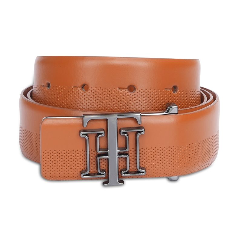 Tommy Hilfiger Men Tan Leather Carroll Non Reversible Belt (S)